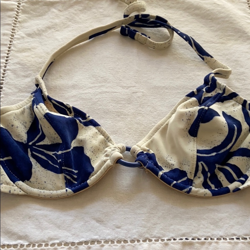 Blue & White Bikini Top